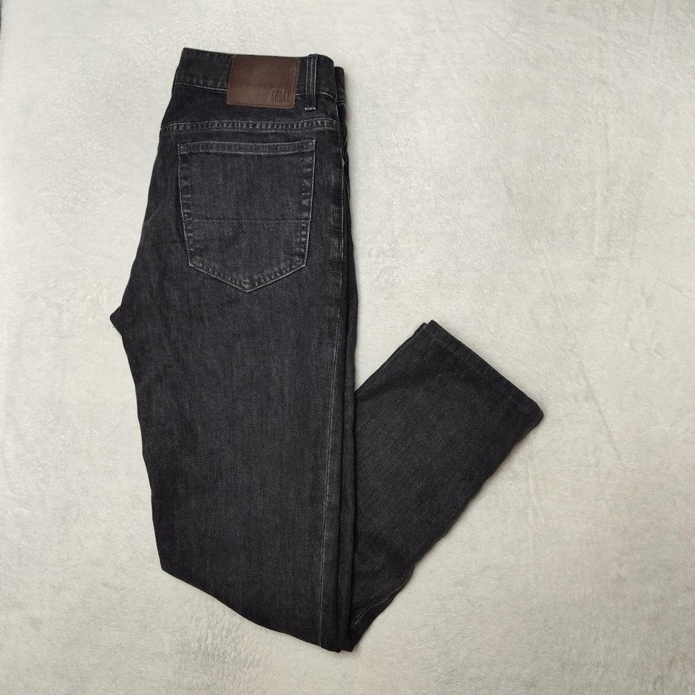 Spoke Jeans Mens 30x28 Blue Build A Tapered Slim Dark Wash Stretch Denim‎ Work